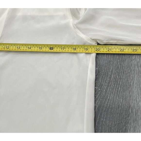 VINCE Womens 100% Silk Shirt Top Tunic Blouse Long‎ Sleeves Ivory Creme Size 8 - Picture 8 of 10